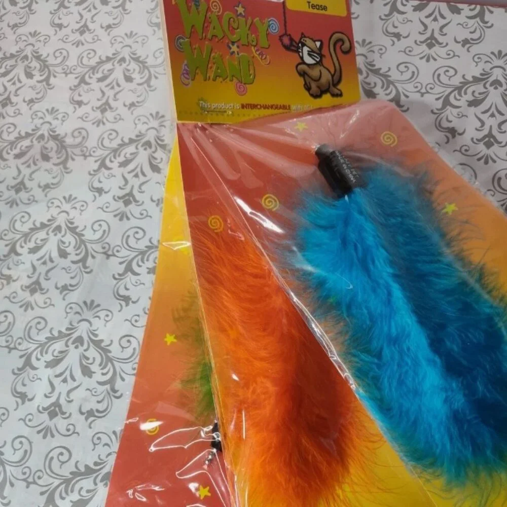Lot of 3 Lazy Pet Interactive Tail Tease Cat Toy Orange, Blue, & Green C7